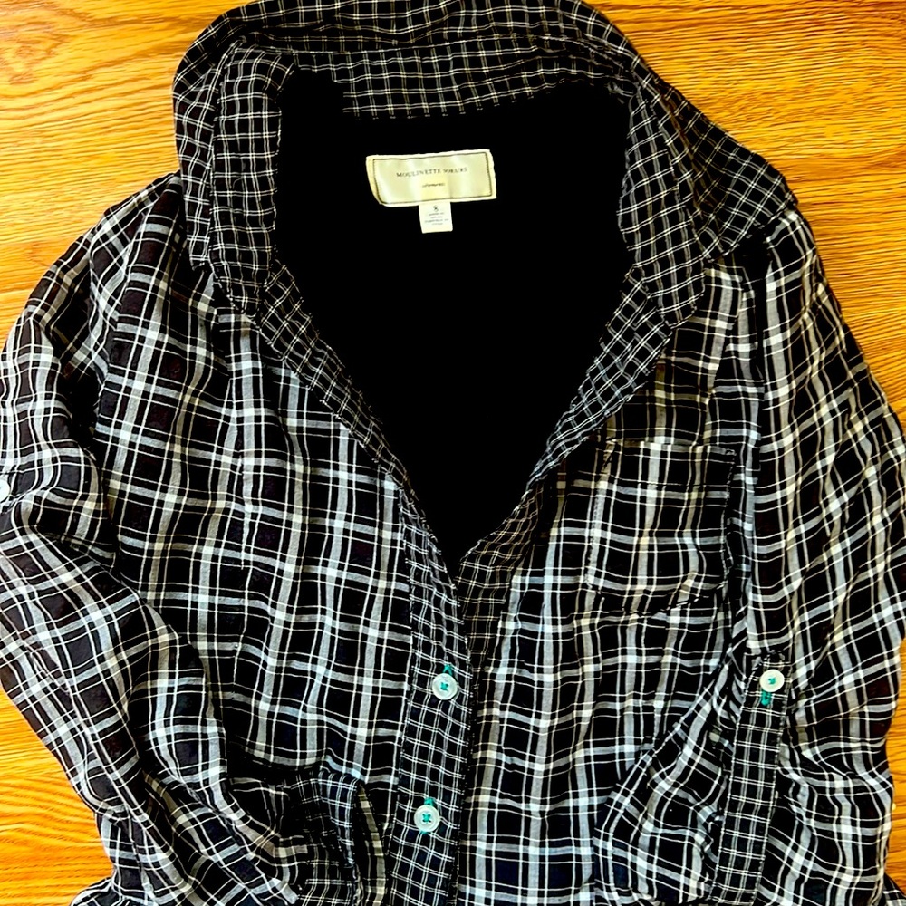 Anthropologie black plaid dress